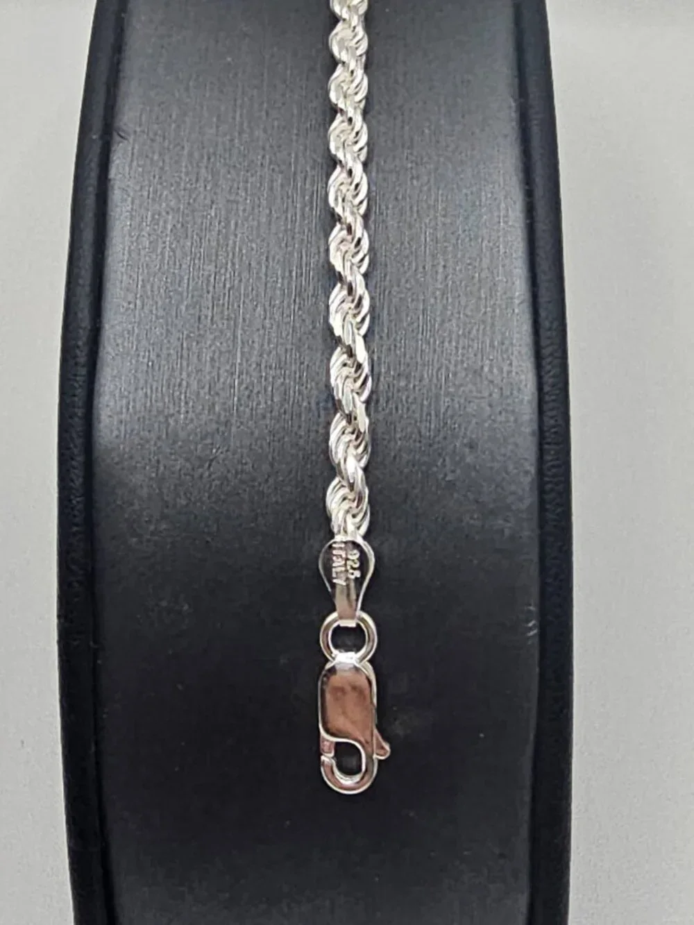 Sterling Silver 925 High Polished Diamond Cut Rope Bracelet 3.4mm 9 inches